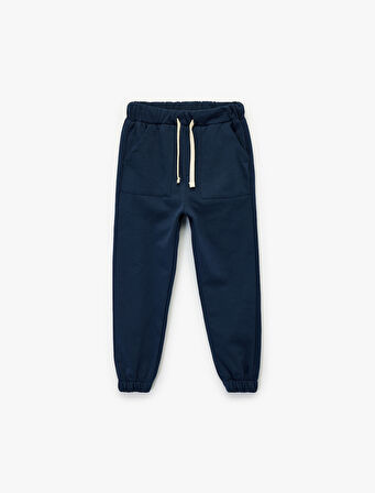 Pamuklu Beli Bağcıklı Cep Detaylı Basic Eşofman Altı