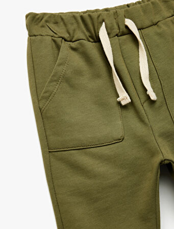 Pamuklu Beli Bağcıklı Cep Detaylı Basic Eşofman Altı