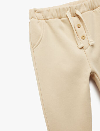 Şardonlu Beli Lastikli Düğmeli Basic Jogger Eşofman Altı