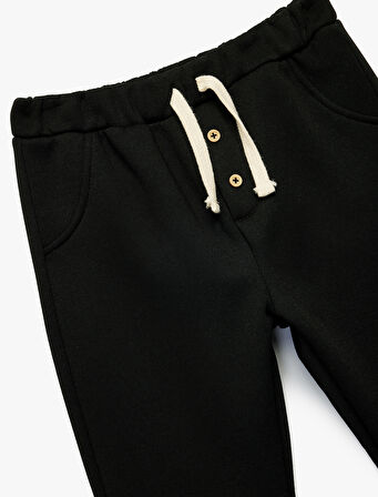 Beli Lastikli Düğmeli Basic Jogger Eşofman Altı