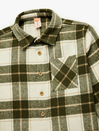 Uzun Kollu Klasik Yaka Cep Detaylı Oduncu Gömleği