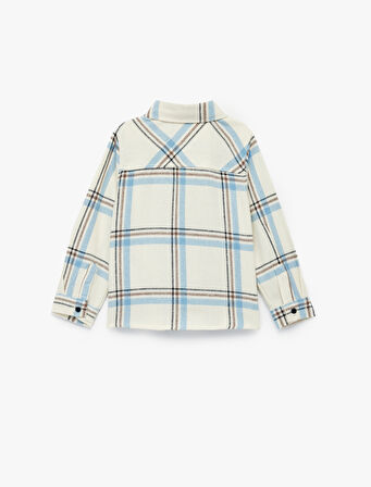 Uzun Kollu Klasik Yaka Düğmeli Cep Detaylı Ekoseli Oduncu Gömleği