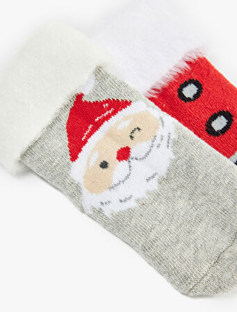 Noel Baba Baskılı 2'li Yılbaşı Çorabı