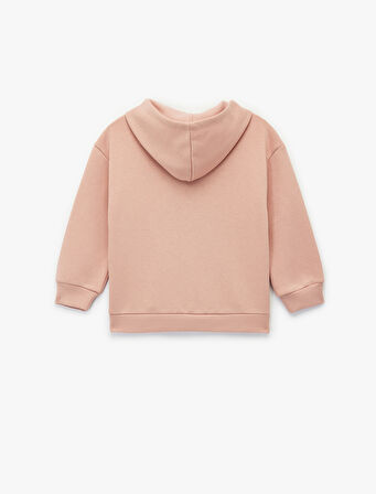 Uzun Kollu Fermuarlı Kapşonlu Pamuklu Sweatshirt