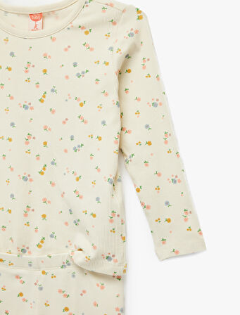 Çiçek Desenli Pamuklu 2'Li Tayt ve Tişört Seti