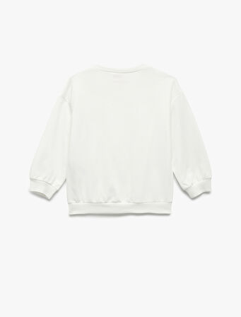Şardonlu Uzun Kollu Bisiklet Yaka Fiyonklu Sweatshirt