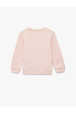 Koton Kız Bebek Uzun Kollu Bisiklet Yaka Dinozor Baskılı Şardonlu Pamuklu Sweatshirt