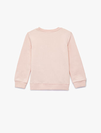 Uzun Kollu Bisiklet Yaka  Dinozor Baskılı Şardonlu Pamuklu Sweatshirt