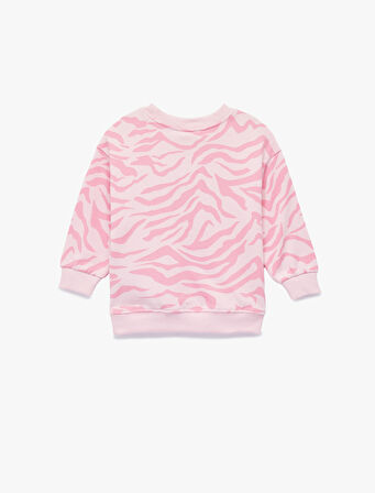 Pamuklu Uzun Kollu Bisiklet Yaka Şardonlu Sweatshirt