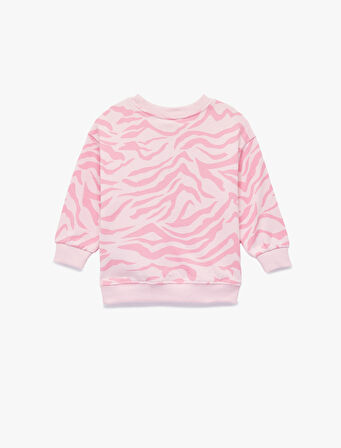 Pamuklu Uzun Kollu Bisiklet Yaka Şardonlu Sweatshirt