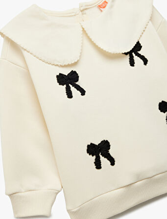 Fiyonk Detaylı Uzun Kollu Bebe Yaka Sweatshirt