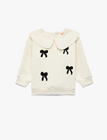 Fiyonk Detaylı Uzun Kollu Bebe Yaka Sweatshirt