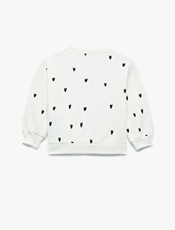 Pamuklu Uzun Kollu Bisiklet Yaka Şardonlu Sweatshirt
