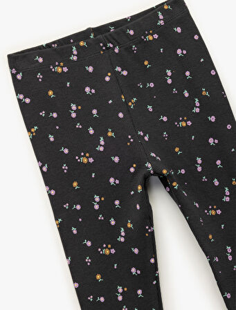 Kaşkorse Çiçek Desenli Pamuklu Tayt