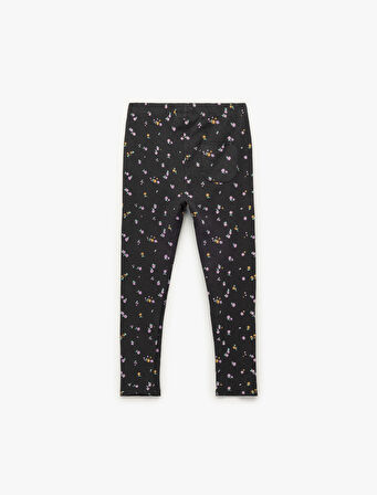 Kaşkorse Çiçek Desenli Pamuklu Tayt