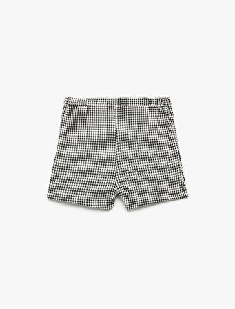 Viskon Karışımlı Kalp Toka Detaylı Pileli Şort Etek