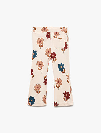 Çiçekli Kaşkorse Pamuklu İspanyol Paça Tayt