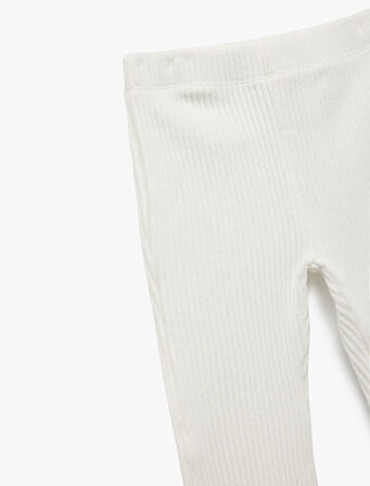 Pamuklu  Beli Lastikli Basic Kadife İspanyol Paça Tayt