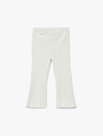 Pamuklu  Beli Lastikli Basic Kadife İspanyol Paça Tayt