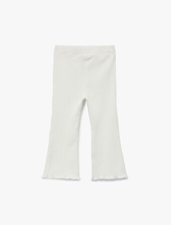 Pamuklu  Beli Lastikli Basic Kadife İspanyol Paça Tayt