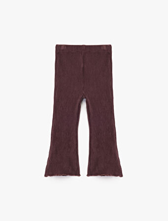 Pamuklu  Beli Lastikli İspanyol Paça Basic Kadife Tayt