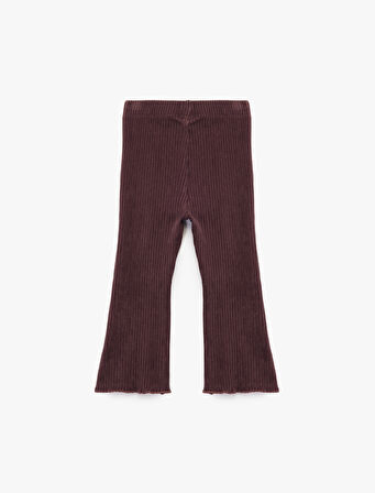 Pamuklu  Beli Lastikli İspanyol Paça Basic Kadife Tayt