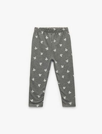 Şardonlu Beli Lastikli Fiyonk Desenli Tayt