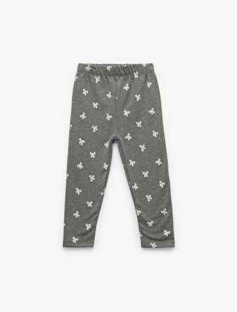 Şardonlu Beli Lastikli Fiyonk Desenli Tayt