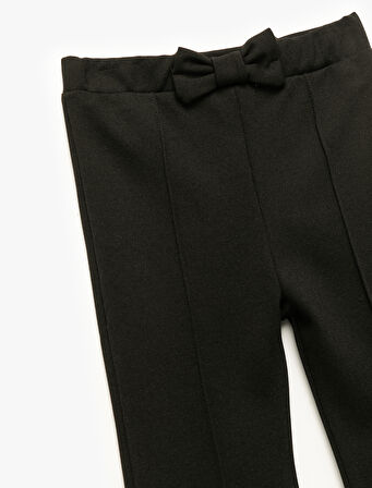 Fiyonklu Viskon Karışımlı İspanyol Paça Tayt