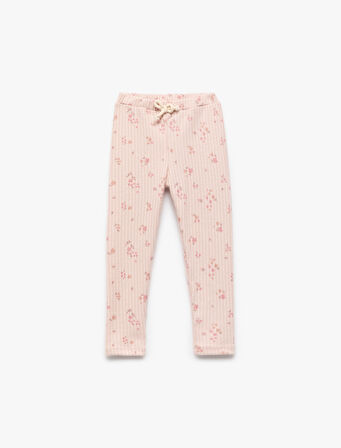 Beli Bağcıklı Kaşkorse Çiçekli Tayt