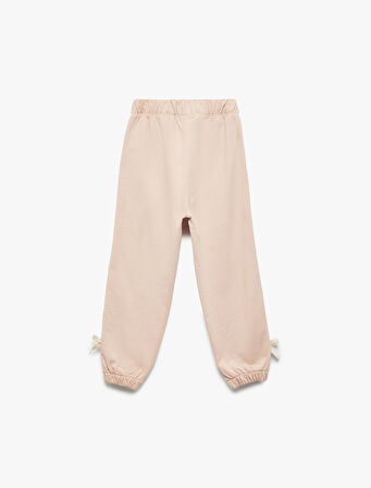 Pamuklu Beli Lastikli Fiyonk Detaylı Şardonlu Jogger Eşofman Altı