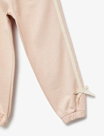 Pamuklu Beli Lastikli Fiyonk Detaylı Şardonlu Jogger Eşofman Altı