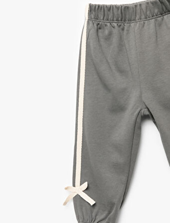 Pamuklu Beli Lastikli Fiyonk Detaylı Şardonlu Jogger Eşofman Altı