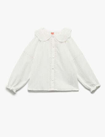 Pamuklu Düğmeli Uzun Kollu Bebe Yaka Gömlek