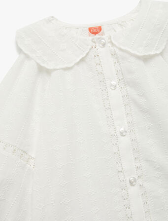 Pamuklu Düğmeli Uzun Kollu Bebe Yaka Gömlek