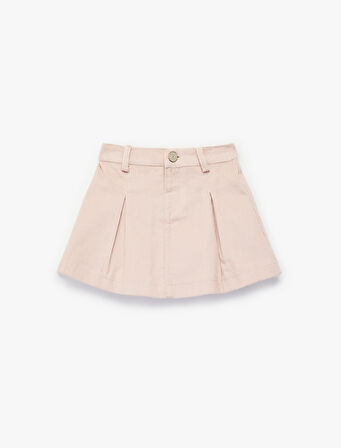 Pamuklu A Kesim Diz Üstü Pileli Etek