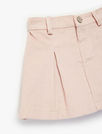 Pamuklu A Kesim Diz Üstü Pileli Etek