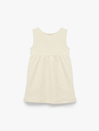 Nakış Detaylı Kolsuz Bisiklet Yaka Jile Elbise