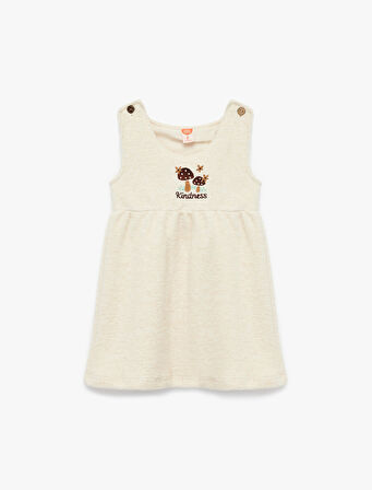 Nakış Detaylı Kolsuz Bisiklet Yaka Jile Elbise