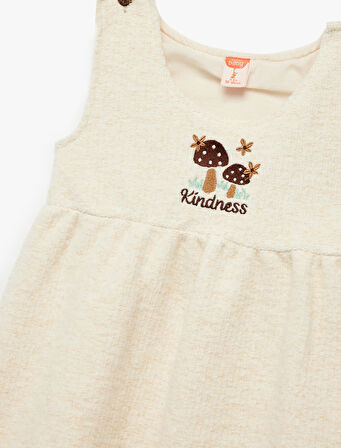 Nakış Detaylı Kolsuz Bisiklet Yaka Jile Elbise