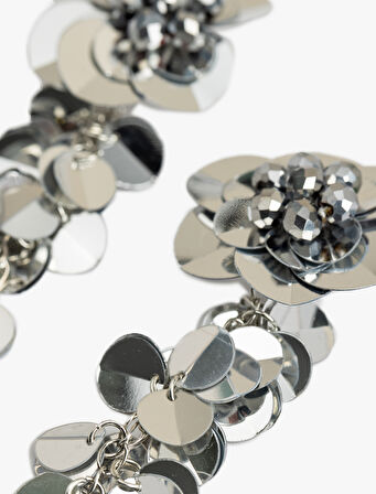 Büyük Çiçekli Metalik Küpe