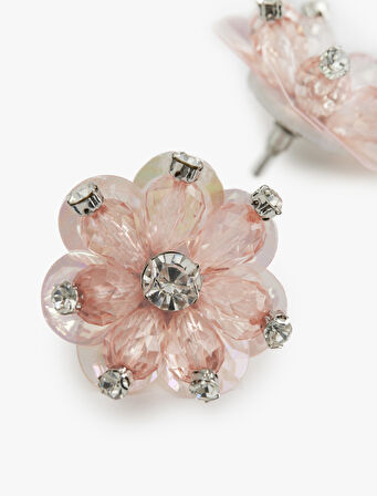 Boncuklu Çiçek Küpe