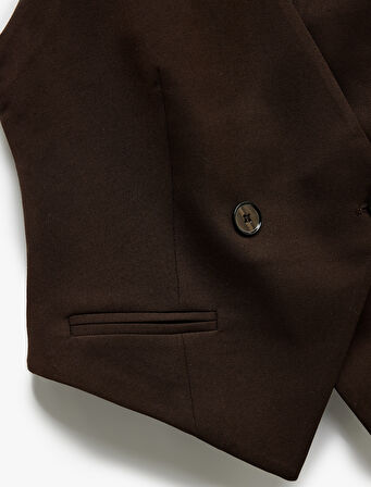 Düğmeli Kolsuz V Yaka Blazer Yelek