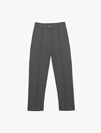 Normal Bel Straight Fit Nervür Detaylı Kumaş Pantolon