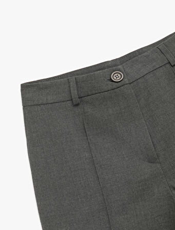 Normal Bel Straight Fit Nervür Detaylı Kumaş Pantolon