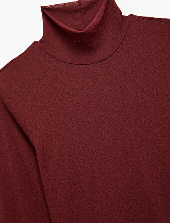 Slim Fit Balıkçı Yaka Uzun Kollu Tişört