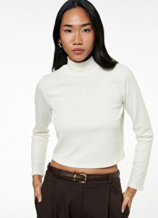 Koton Dik Yaka Ekru Kadın T-Shirt 6WAK50008EK