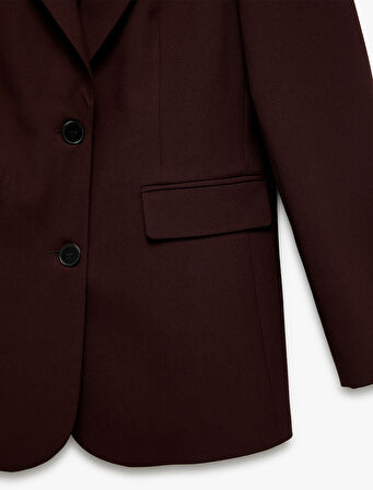 Regular Fit Kapaklı Cep Detaylı Uzun Kollu Kruvaze Blazer Ceket