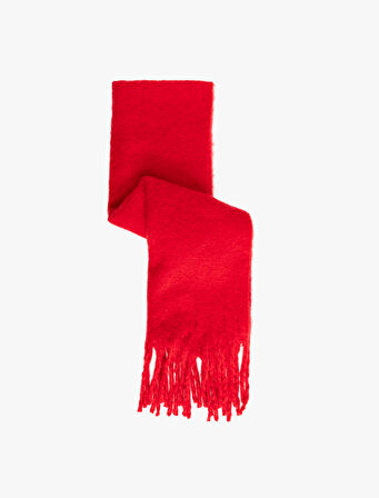 Yumuşak Dokulu Püsküllü Uzun Atkı