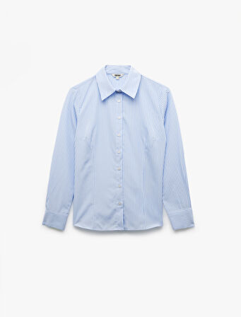 Uzun Kollu Klasik Yaka Poplin Gömlek